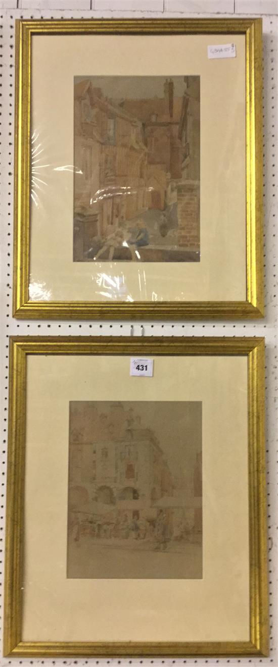 Pair of watercolours by F Spencer(-)
